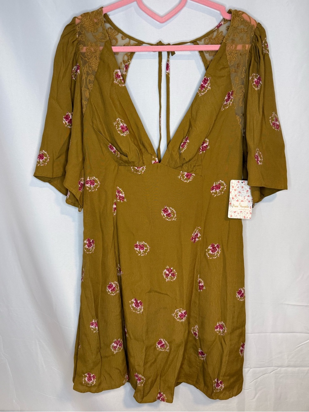 Free People NWT Floral Lace Open Back Mini Dress Size 2